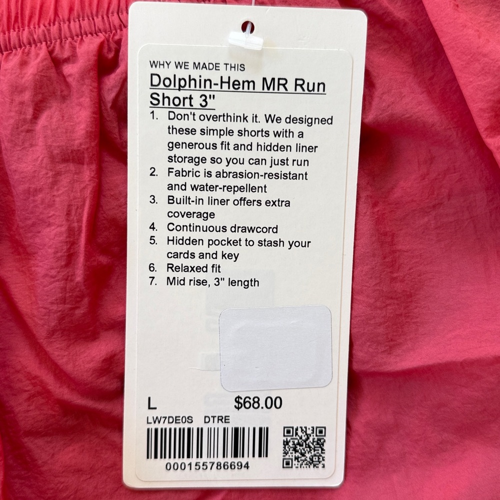 NWT Lululemon Dolphin-Hem Mid-Rise Running Short 3" Sz Large Desert Red Pink - Picture 5 of 5
